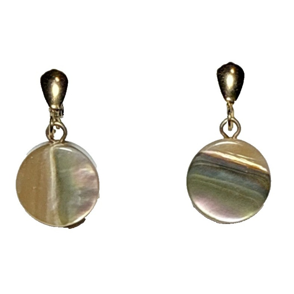 Mother of Pearl Post Small Circular Earrings Vtg J-6L
